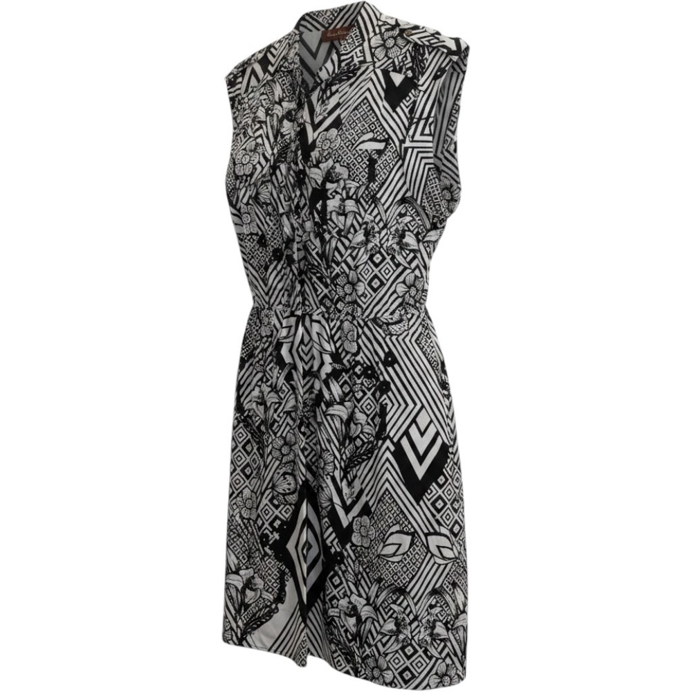 Plus Size Speed Control NY Women's 2X Dress Black White Geometric Floral Pocket - Picture 1 of 10